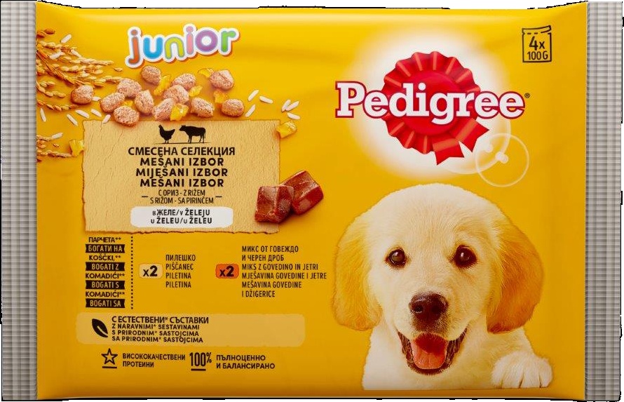 Slika za Hrana za pse sa piletinom i govedinom junior Pedigree 4x100g