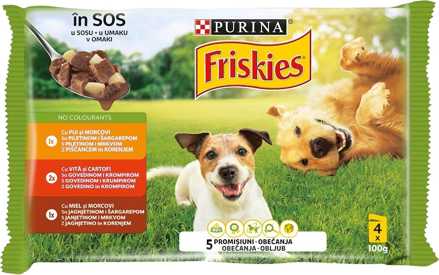 Slika za Hrana za odrasle pse komadići mesa u soku Friskies 4x100g