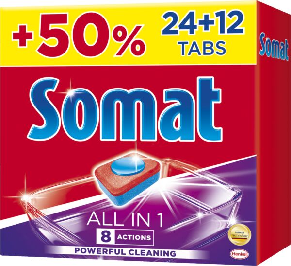 Slika za Tablete za mašinsko pranje sudova Somat All in One 24+12 kom