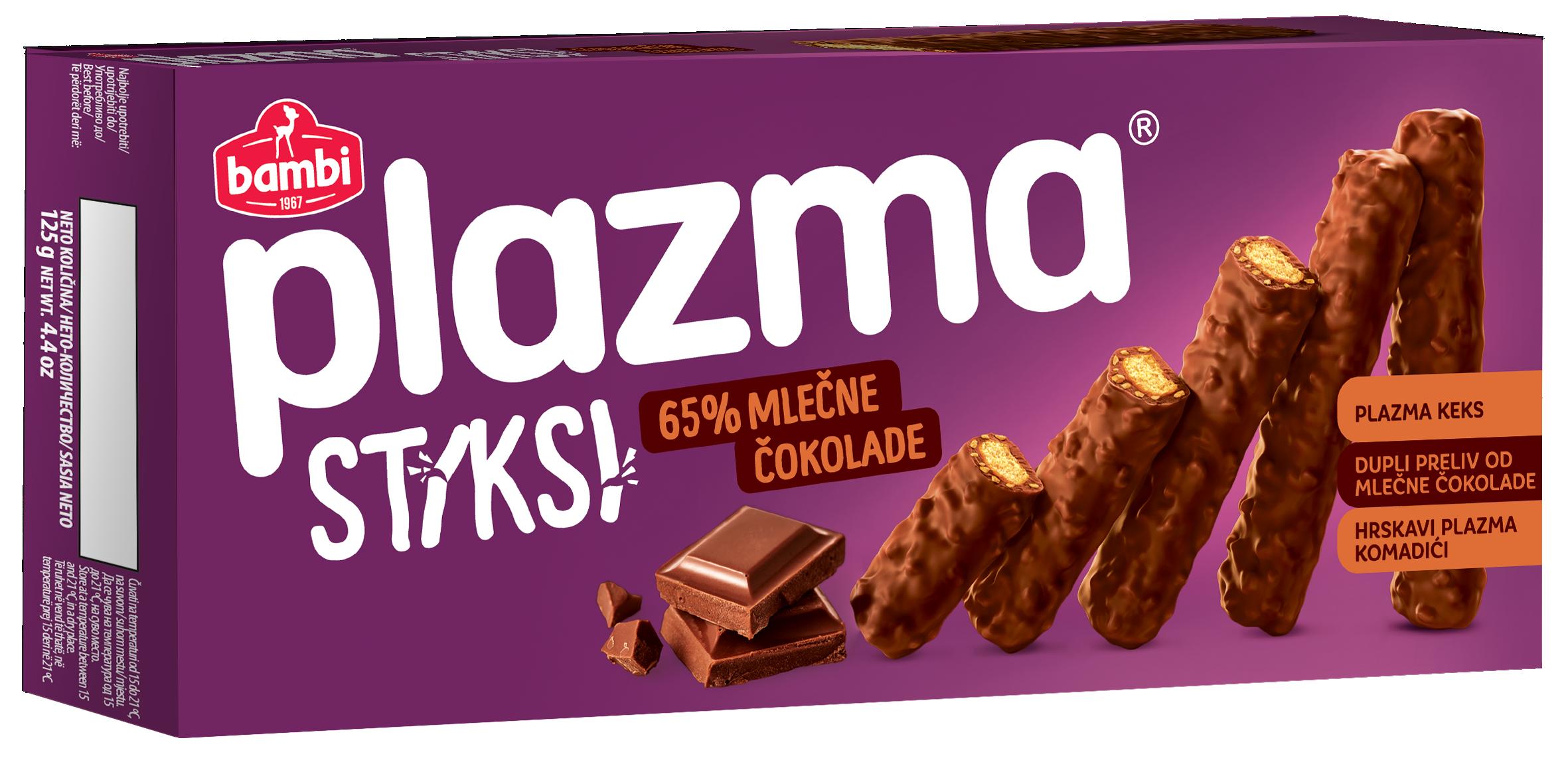 Slika za Keks Plazma stiksi preliven mlečnom čokoladom 125g