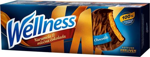 Slika za Integralni keks sa karamelom preliven mlečnom čokoladom Wellness 185g