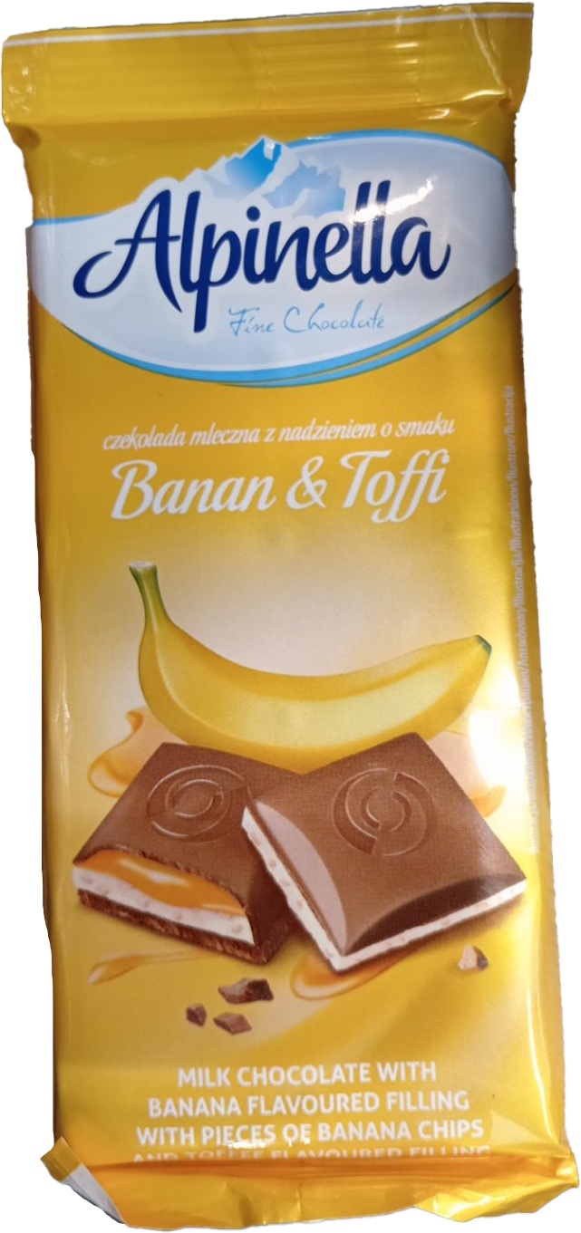 Slika za Čokolada mlečna sa bananom i karamelom Alpinella 100g