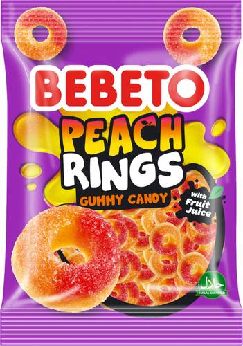 Slika za Bombone peach rings Bebeto 80g