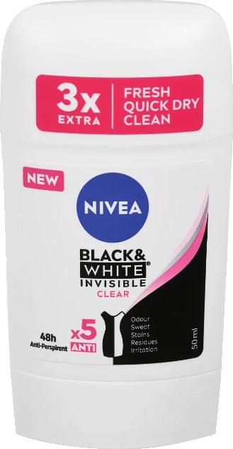Slika za Dezodorans u stiku black&white clear Nivea 50ml