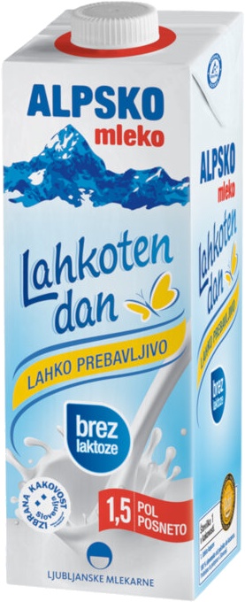 Slika za Mleko bez laktoze 1.5%mm Alpsko 1L
