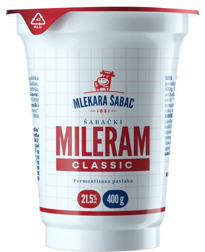 Slika za Mileram classic 21,5%mm Mlekara Šabac 400g