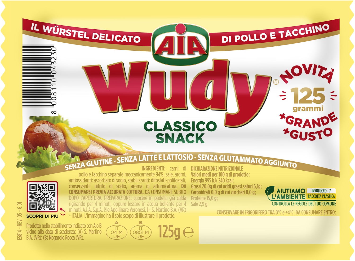 Slika za Kobasica barena živinska Wudy 125g