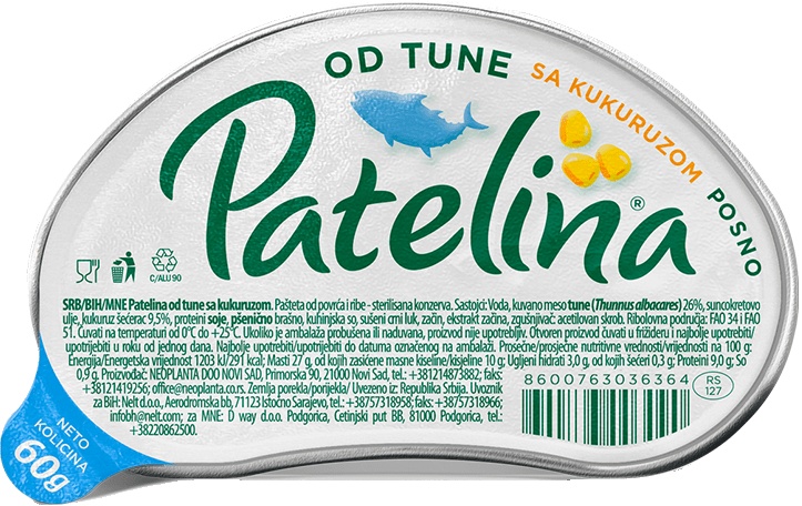 Slika za Pašteta tuna sa kukuruzom Patelina 60g