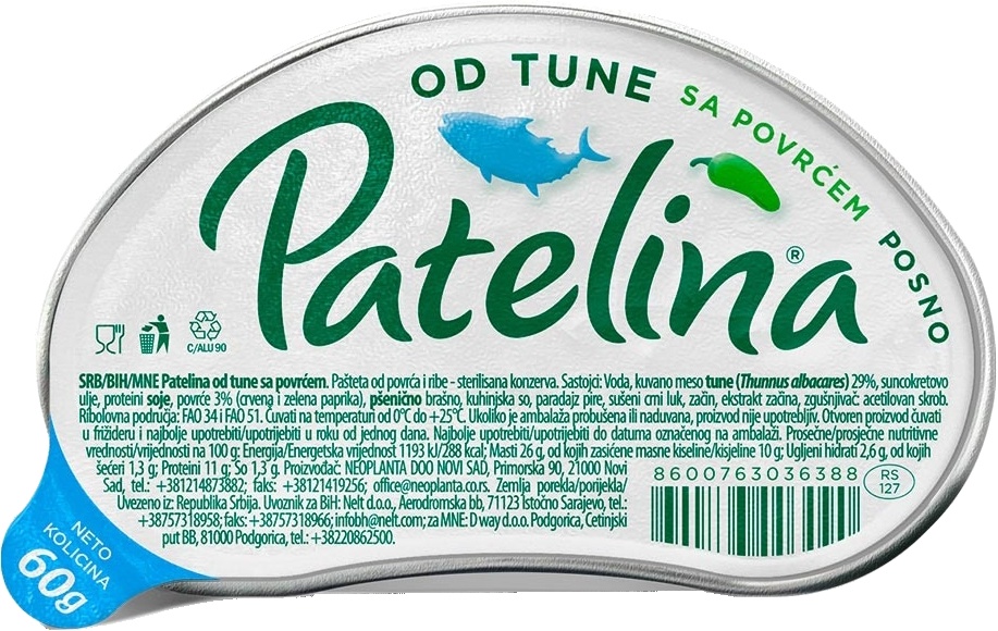 Slika za Pašteta tuna sa povrćem Patelina 60g