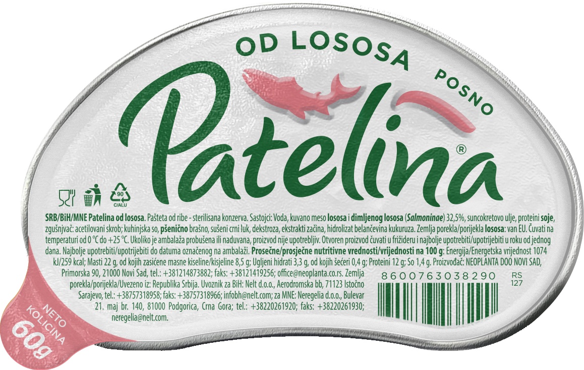 Slika za Pašteta losos Patelina 60g