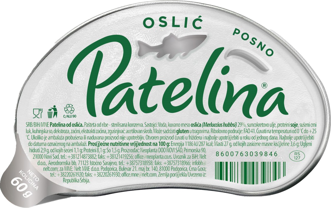Slika za Pašteta oslić Patelina 60g