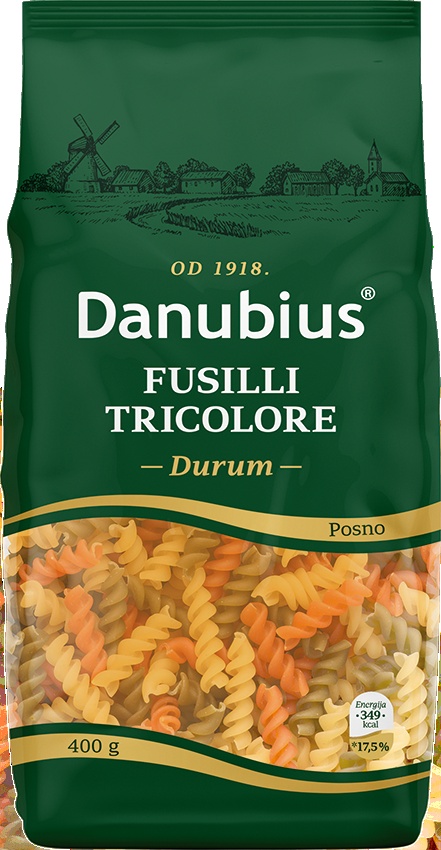 Slika za Testenina durum fusilli tricolore Danubius 400g