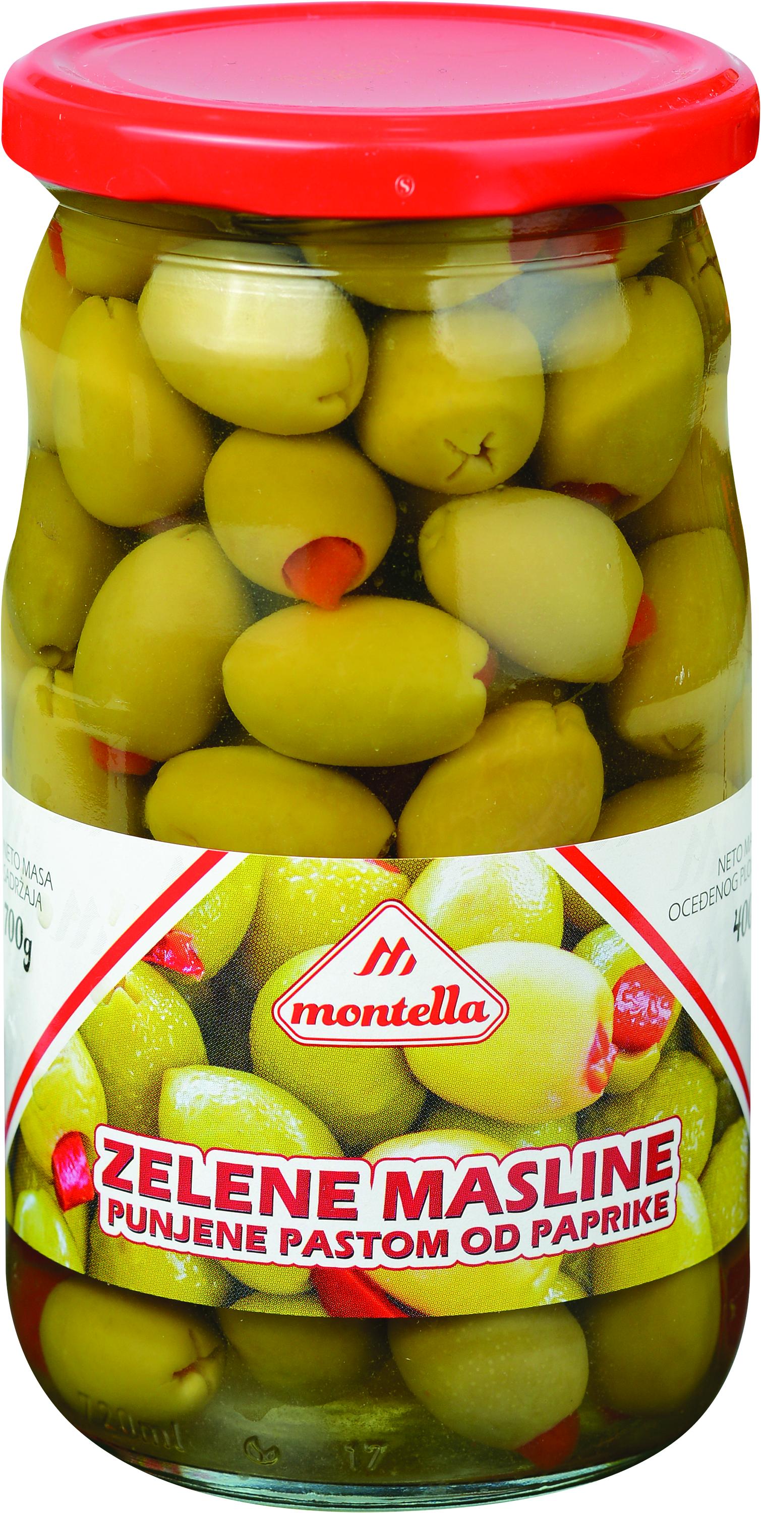 Slika za Masline zelene punjene pastom od paprike Montella 700g