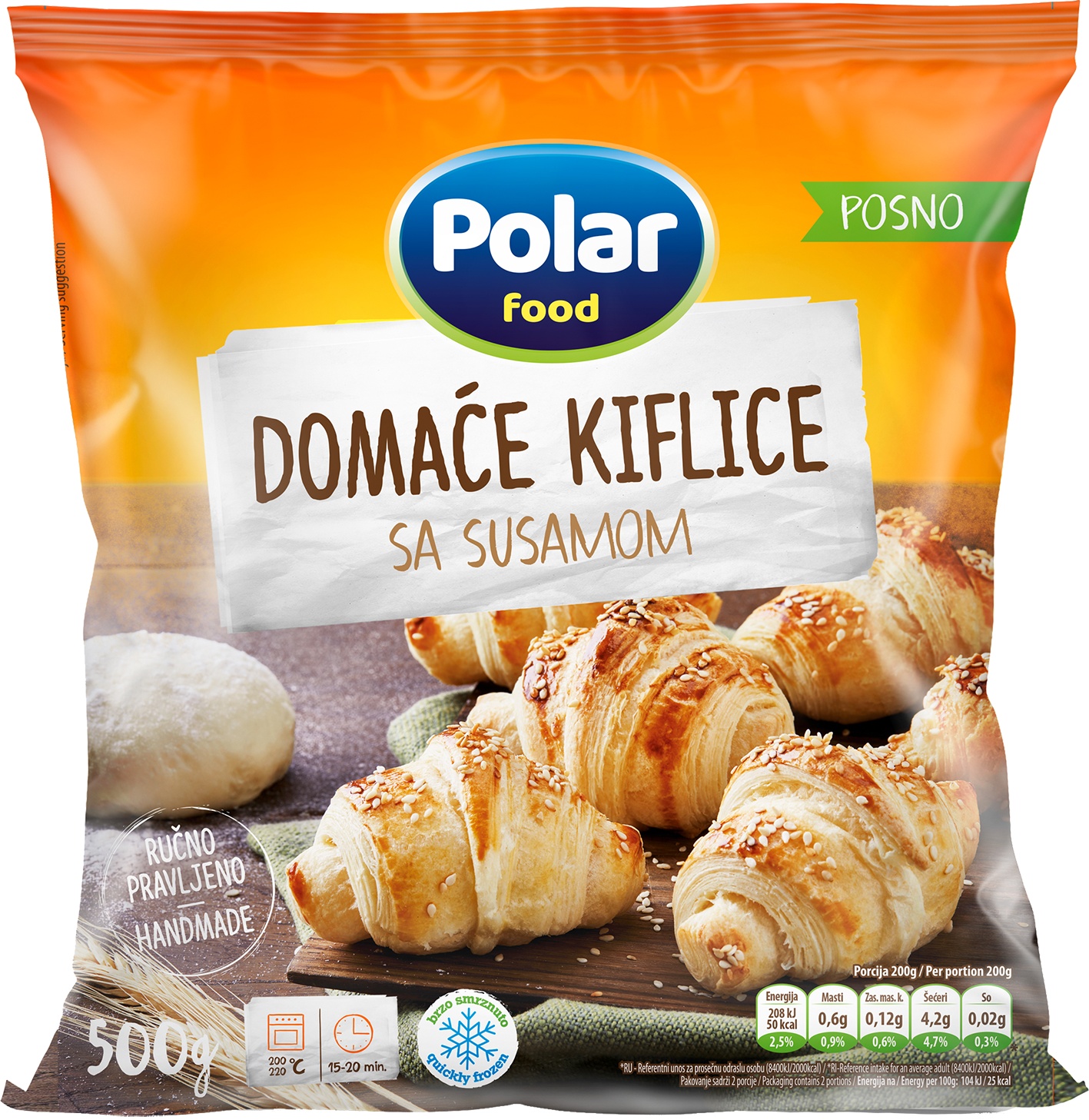 Slika za Domaće kiflice sa susamom Polar food 500g
