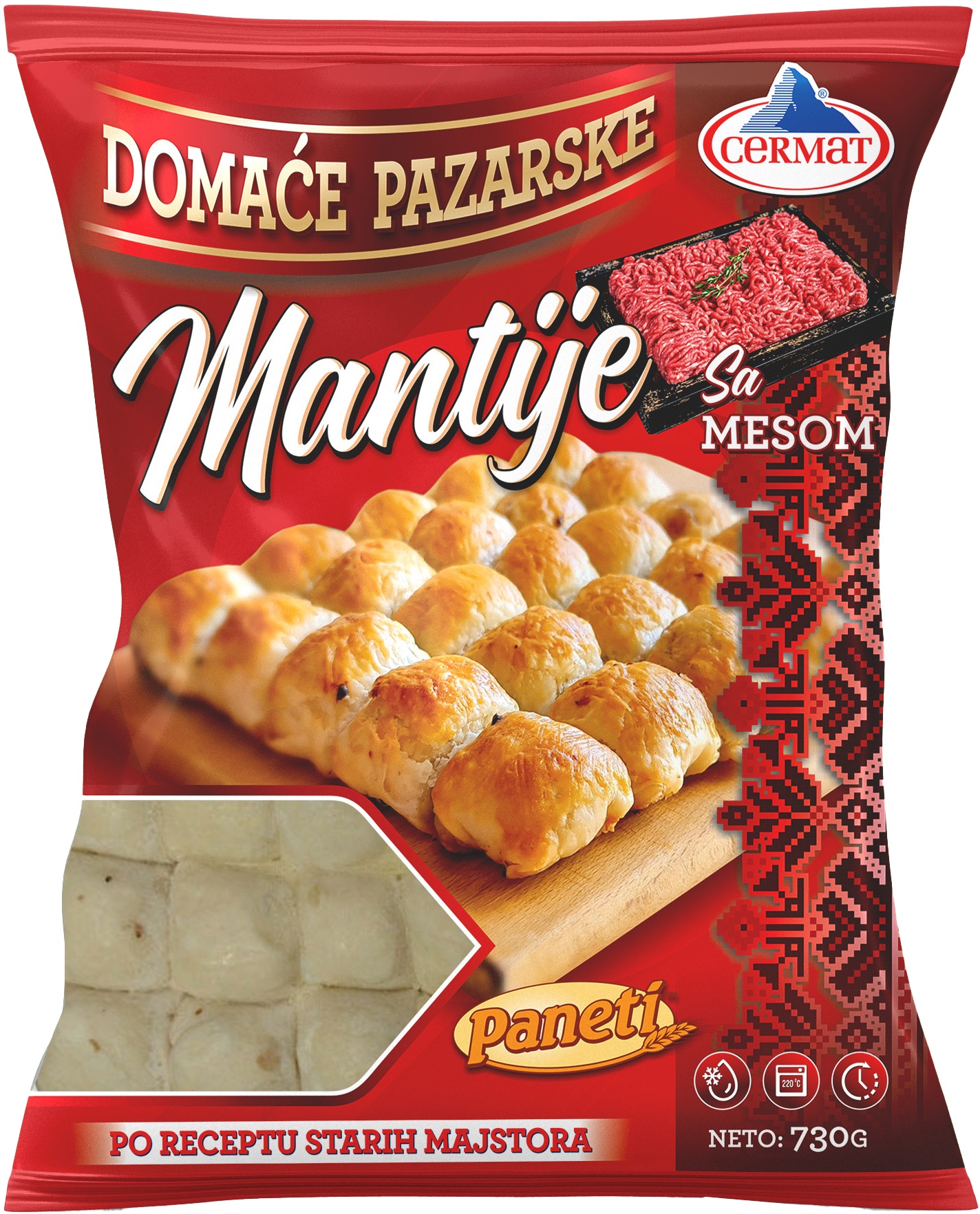 Slika za Mantije smrznute sa mesom 730g