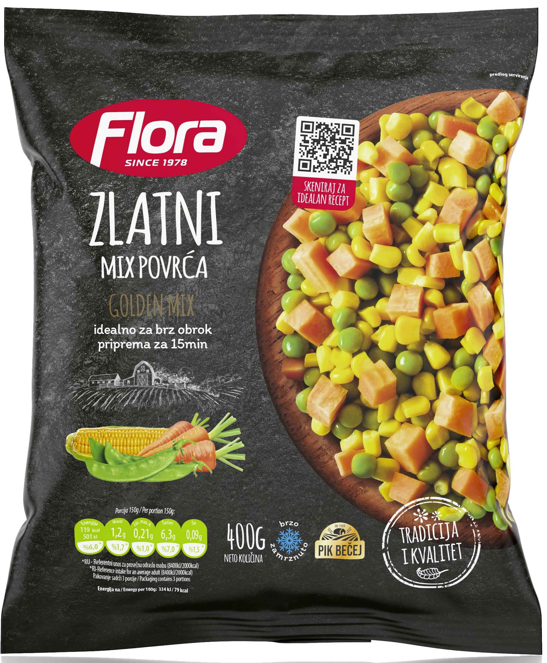 Slika za Smrznuto mešano povrće zlatni mix Flora 400g