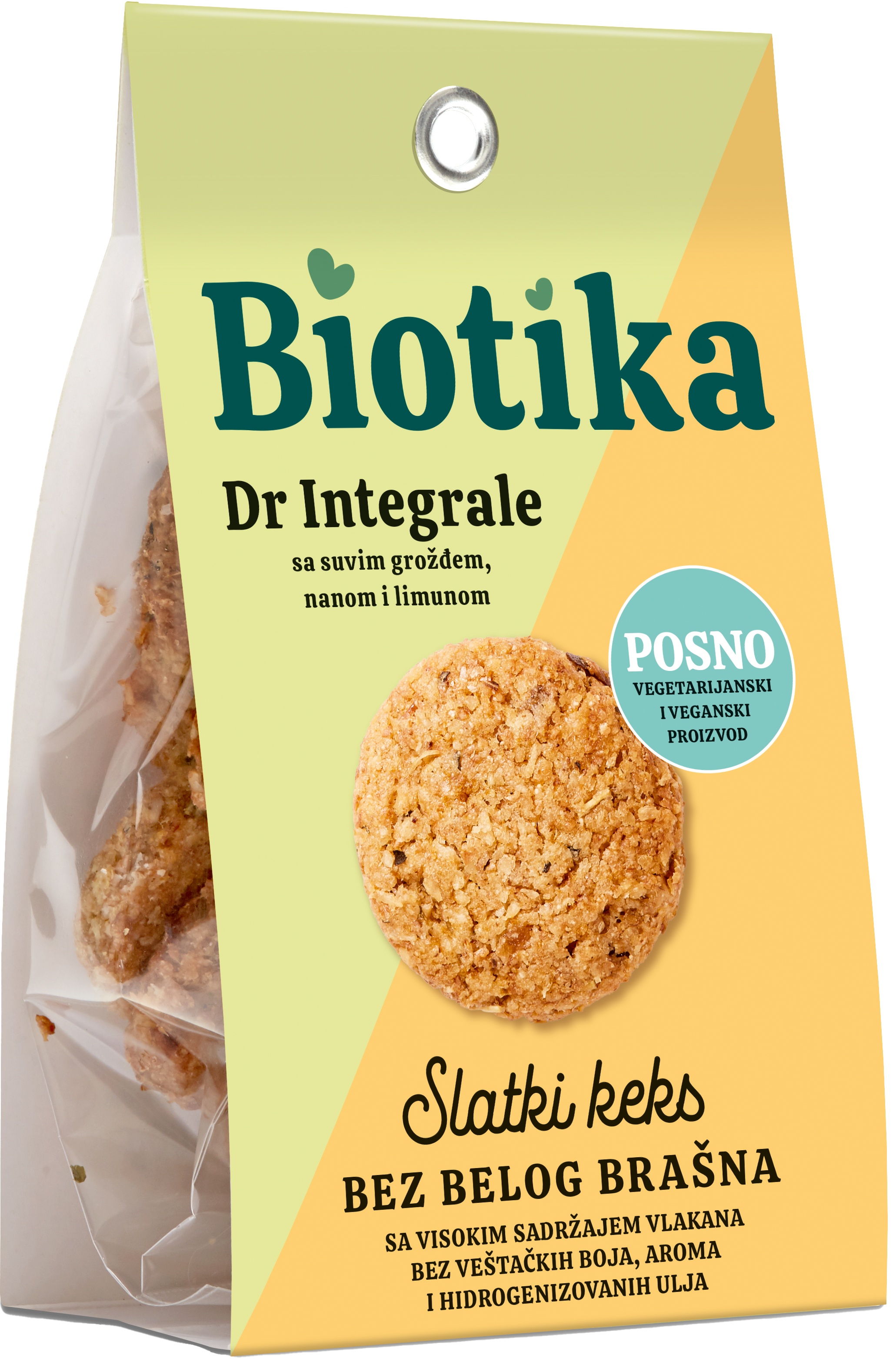 Slika za Keks integralni Nutri fruit sa suvim grožđem, nanom i limunom Biotika 100g