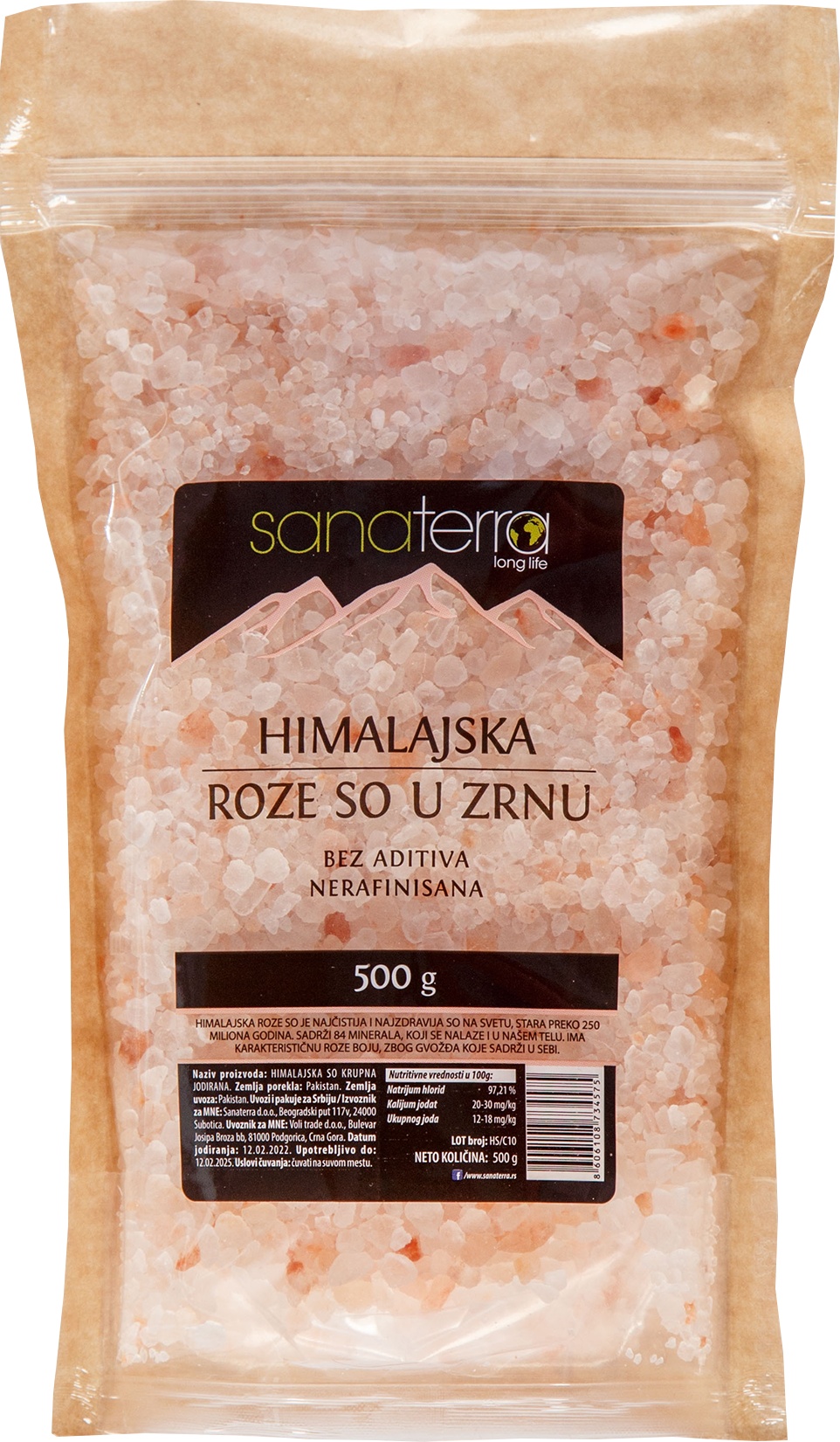 Slika za So u zrnu roze himalajska Sanaterra 500g