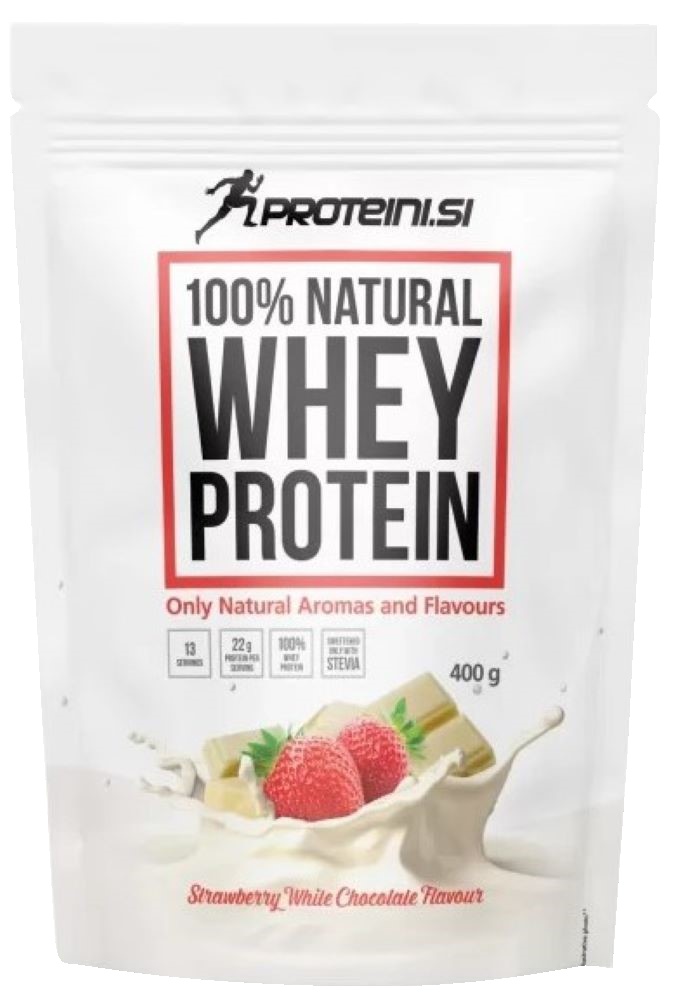 Slika za Protein 100% natural white chocolate&strawberry Whey 400g