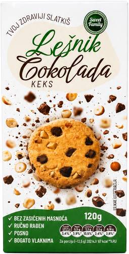 Slika za Keks lešnik i čokolada Sweet family 120g