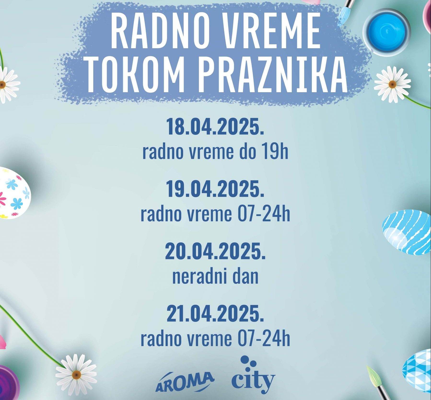 Radno vreme tokom vaskršnjih praznika - 2025